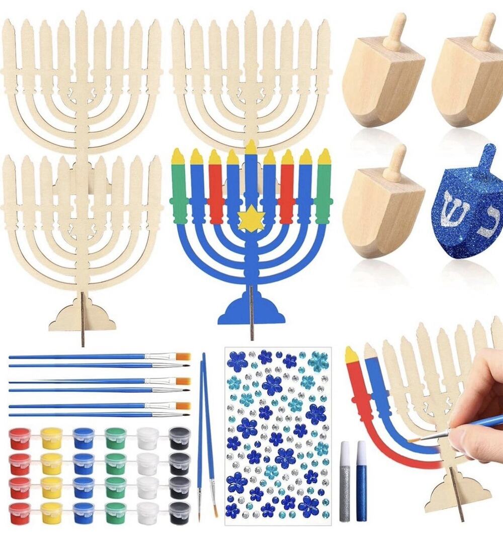 YumSur Hanukkah DIY Wooden Craft Kit, Make Your Own Menorah